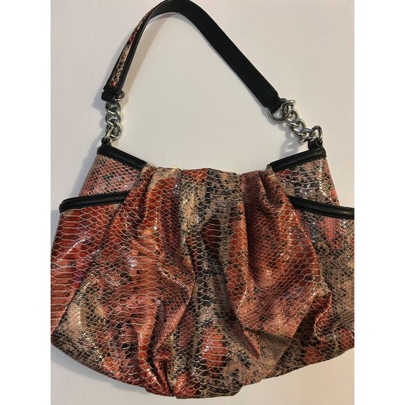 Simply Vera Vera Wang Faux Snakeskin Shoulder Bag With Chain Strap Red & Black - Picture 5 of 11